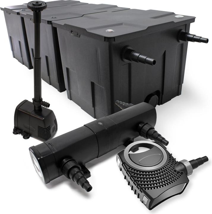 Produktbild Wiltec Set: Teichfilter 90000l 24W UV Teichklärer 80W Pumpe Springbrunnen 456