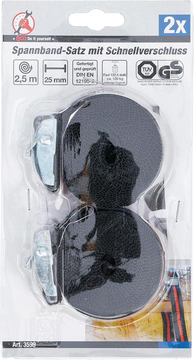 Actual product image BGS Spannband-Satz mit Schnellverschluss 2,5 m x 25 mm 2-tlg.