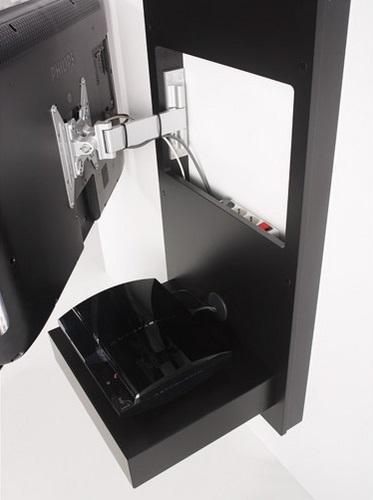 Actual product image Gisan TV wall bracket, up to 37" and 20kg, soft-close drawer, black (Wall, 37", 20 kg)