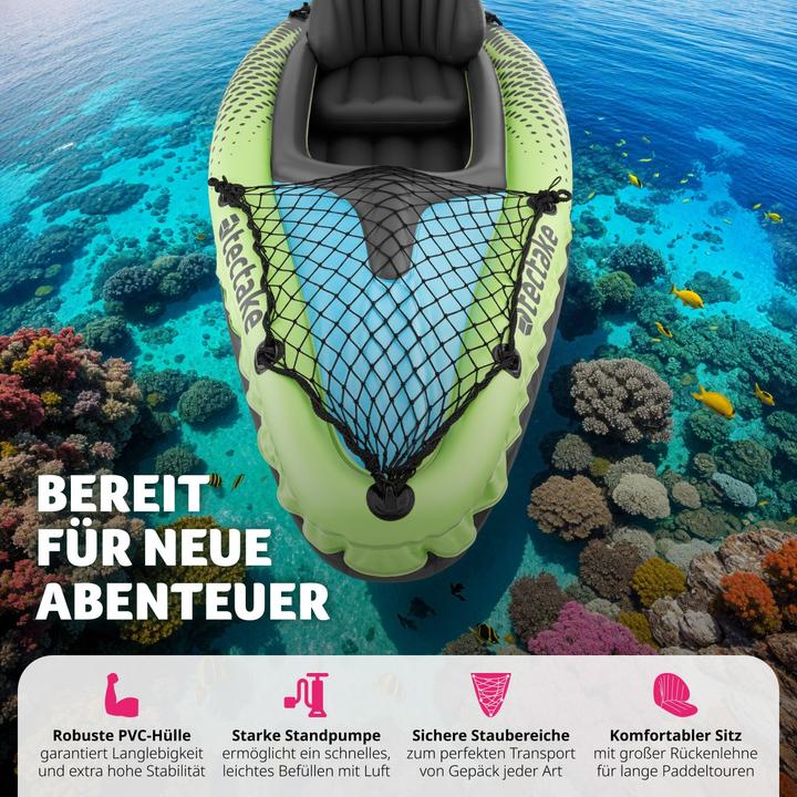 Image du produit tectake Kayak gonflable Liberty, kit complet avec sac de transport (1 pers.)