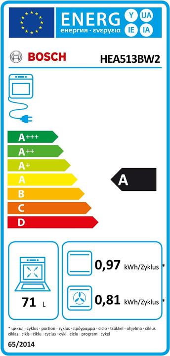 Energie-Label Bosch Hausgeräte HEA513BW2