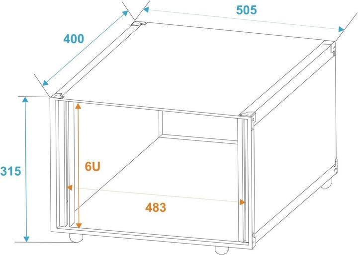 Actual product image Roadinger Effect rack Studio 6U (19" rack)