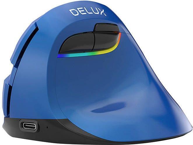 Actual product image Delux Wireless Vertical Mouse M618Mini BT4.0 + 2.4Ghz 4000DPI RGB (blue) (Cable)