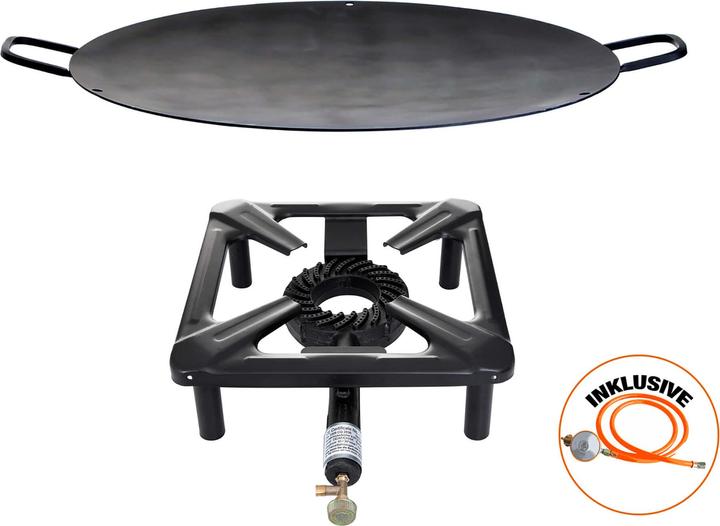 Productafbeelding All'Grill Kruk kookset (klein) met ijzeren wok/grillpan Ø 50 cm incl. gasslang & regelaar