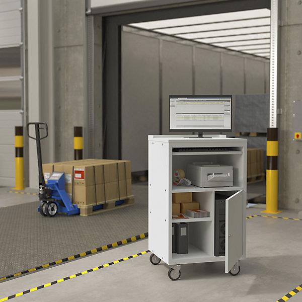 Produktbild eurokraft basic PC-Pult, mobil, HxBxT 1170x690x590 mm, lichtblau RAL 5012 (69 cm, 117 cm)