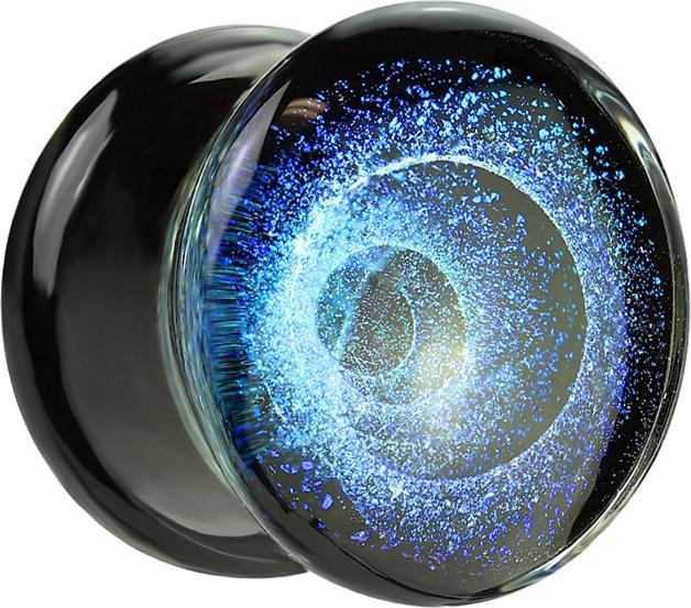 Produktbild Star Piercing Flared Plug blauer Wirbel (ohne Messing, Glas)
