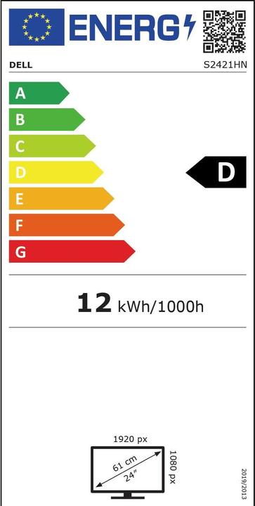 Energielabel Dell S2421HN 23,8" IPS 16:9 210-AXKS (1920 x 1080 Pixels, 23.80")