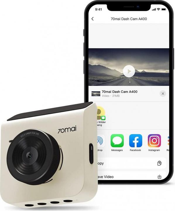 Immagine prodotto 70mai A400 (Ricevitore GPS, Visione notturna, Bluetooth, Accumulatore di carica elettrica, WiFi, Accelerometro, Display integrato, QHD)