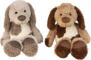 Actual product image IKO Plush dog sitting in gray & brown h=26cm (stan (26 cm)