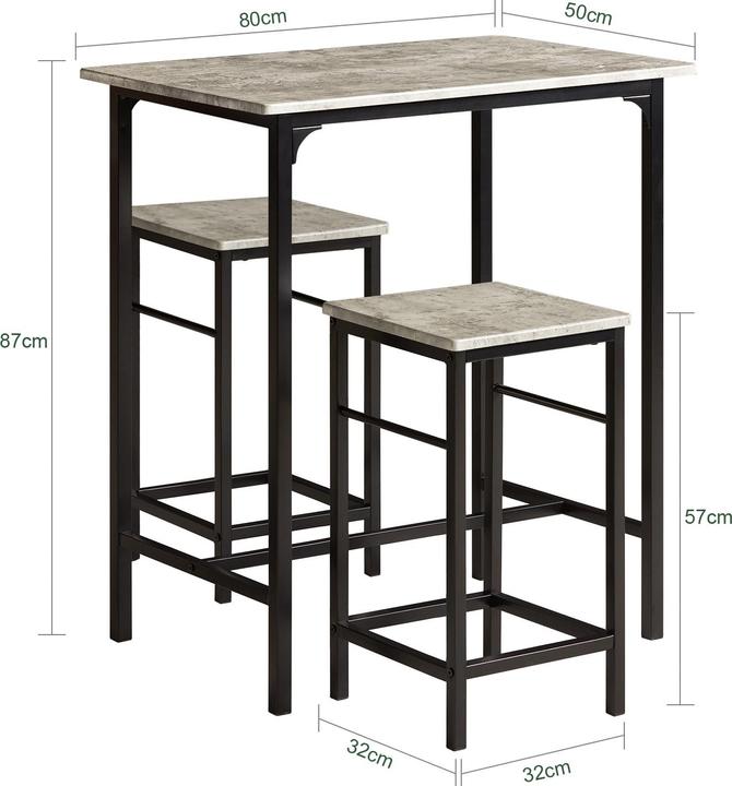 Produktbild SoBuy Bartisch mit Hockern Set (80 x 87 x 50 cm)