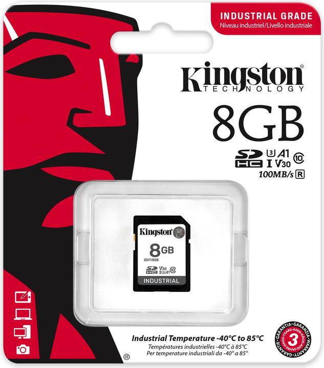 Image du produit Kingston Carte Ind. SD +ADP 8GB pSLC (8 Go, SDHC, U3, UHS-I)