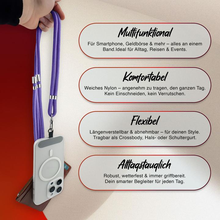Produktbild Nalia HoldMe Lanyard Handykette – Universal Trageband für Smartphones - Verstellbar, Soft & Elastisch