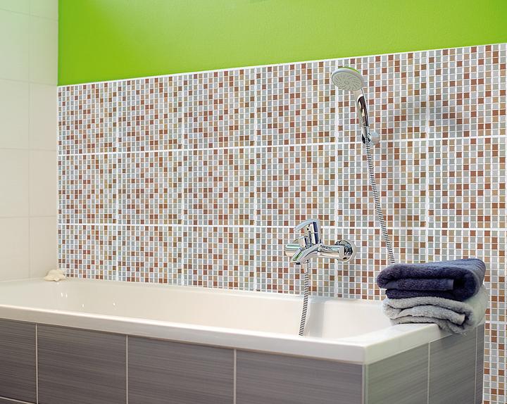 Produktbild Infactory Selbstklebende 3D-Mosaik-Fliesenaufkleber "Bronze", 3er-Set