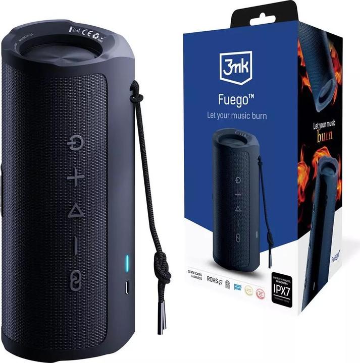 Immagine prodotto 3MK Fuego głośnik bezprzewodowy 30W Bluetooth 5.3 TWS IPX7 czarny/nero (12 h, Porta USB)