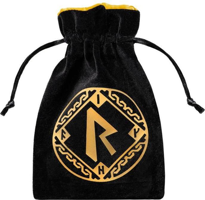 Q Workshop BRUN121 - Runic schwarz & golden Velour, Würfeltasche