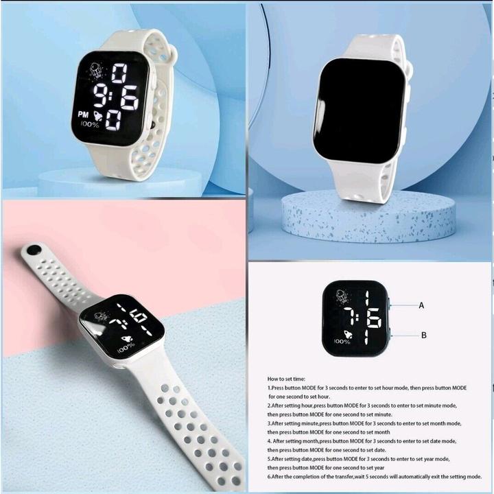 Image du produit Cbx P1 Fashion Montre numérique à LED avec bracelet en silicone Affichage 12 heures Blanc (33 mm)
