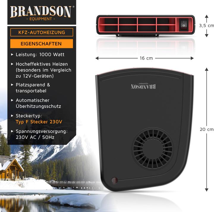 Produktbild Brandson Innenraumheizung, mobile Auto Heizung, Standheizung für PKW & LKW, Entfroster, 1200 W, Heizlüfter