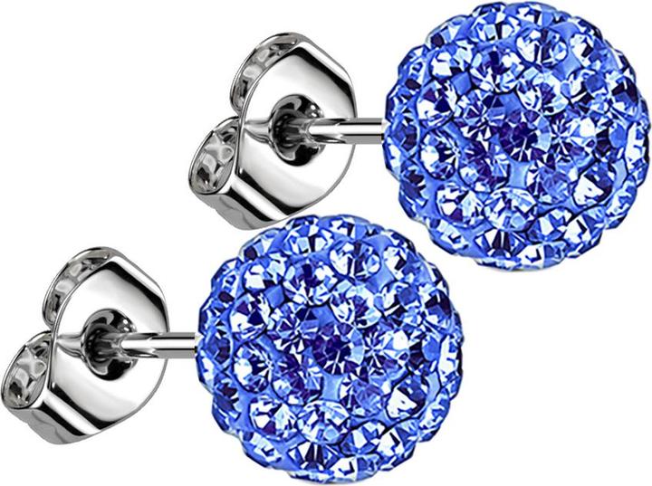 Actual product image Star Piercing Stud earrings with crystal ball aqua (Surgical steel 316L, without brass)