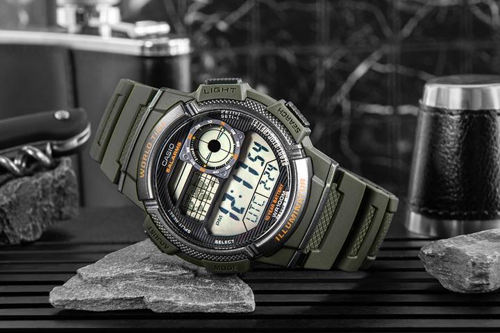 Actual product image Casio Mod. WORLD TIME ILLUMINATOR - 5 Alarms, 10 Year battery (44 mm)