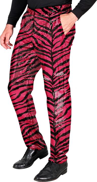 Immagine prodotto Widmann Pantaloni da uomo con paillettes in look zebrato nero/rosa (M)