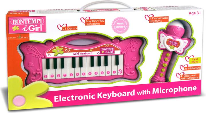 Produktbild Bontempi Mini Butterfly Tastatur mit Karaoke Mikrofon - Pink