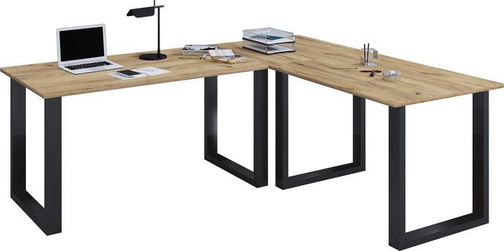 Produktbild VCM Eckschreibtisch Lona 50 cm U Alu Silber