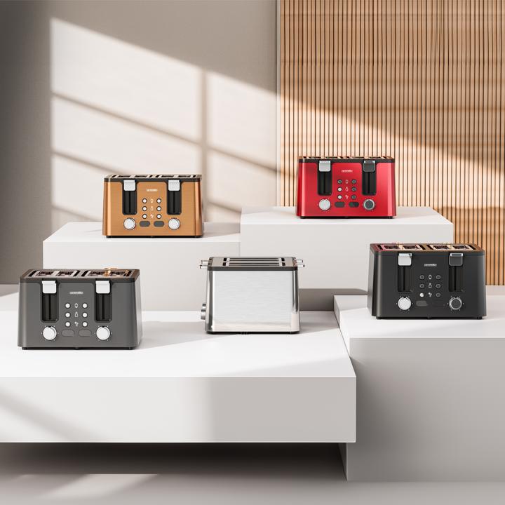 Immagine prodotto Arendo Toaster 4 Scheiben Kurzschlitz, Edelstahl, Automatik, Wärmeisolierendes Doppelwandgehäuse, 1750 W