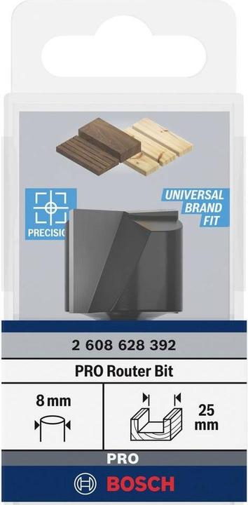 Produktbild Bosch Professional Zubehör Nutfräser, 8 mm, D1 25 mm, L 19,6 mm, G 51 mm. Für Handfräsen