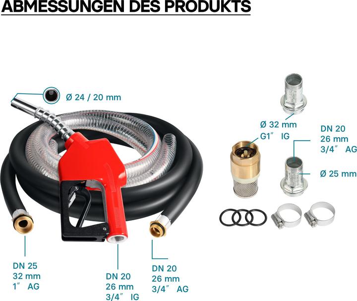 Produktbild Wiltec Heizöl- und Dieselpumpe 230V/750W 80l/min selbstansaugend Pumpe Pistole