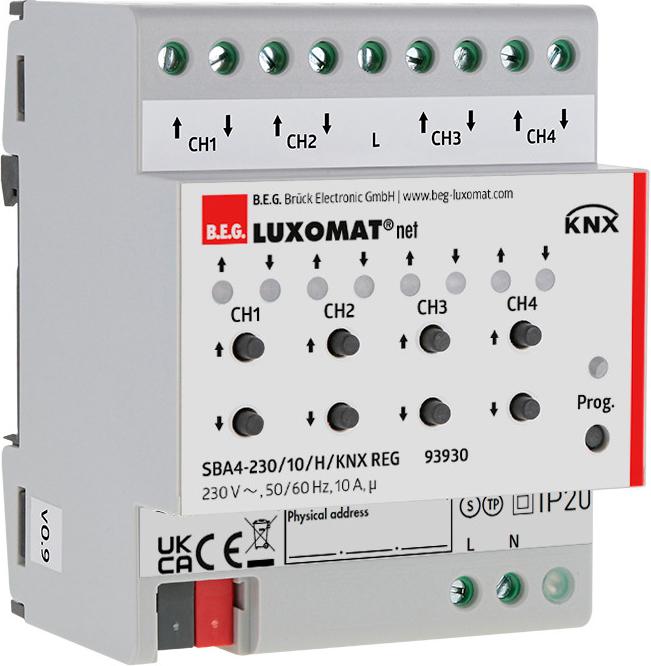 BEG SBA4-230/10/H/KNX REG Series installation- (Shutter actuator)