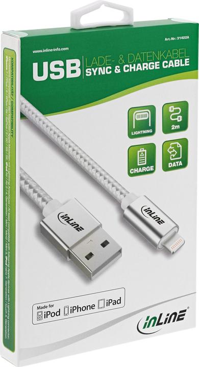 Produktbild InLine Lightning USB Kabel (2 m, USB 2.0)