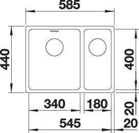 Immagine prodotto Blanco Andano 340/180-U (Lavello sottopiano, 44 cm, 58.50 cm)