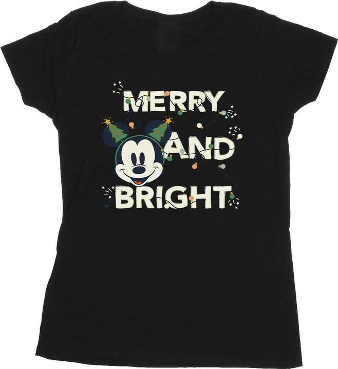 Actual product image Disney Womens/Ladies Mickey Mouse Merry & Bright Cotton T-Shirt (XL)