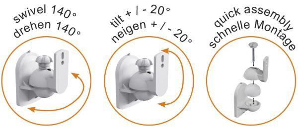 Immagine prodotto myWall HB 6 WL (1 coppia, Installazione a parete, Inclinabile, Rotante)