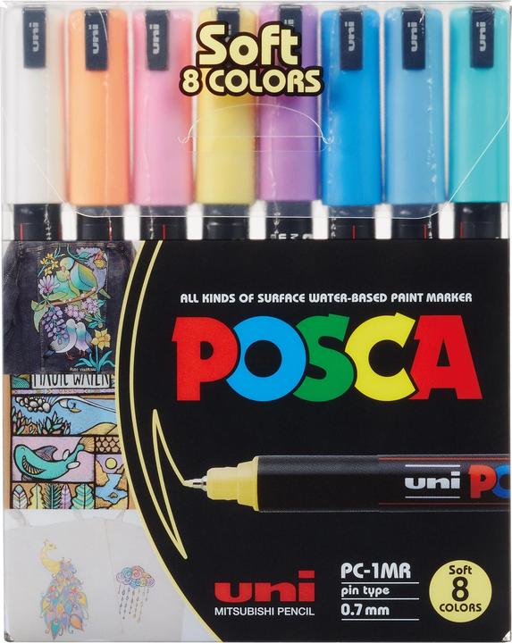 Image du produit Posca Marqueur PC-1MR Fineliner (Blanc, Lavande, Orange, Jaune, Bleu aqua, Violet, Bleu, Rose, Bleu clair, 0.70 mm, 8 x)