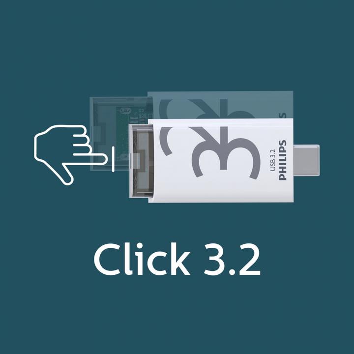 Actual product image Philips USB 3.2 32GB Click Series Gen 1 USB-C (32 GB, USB 3.2)
