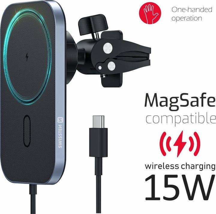 Actual product image Swissten Magnetic Car Holder with Wireless Charger