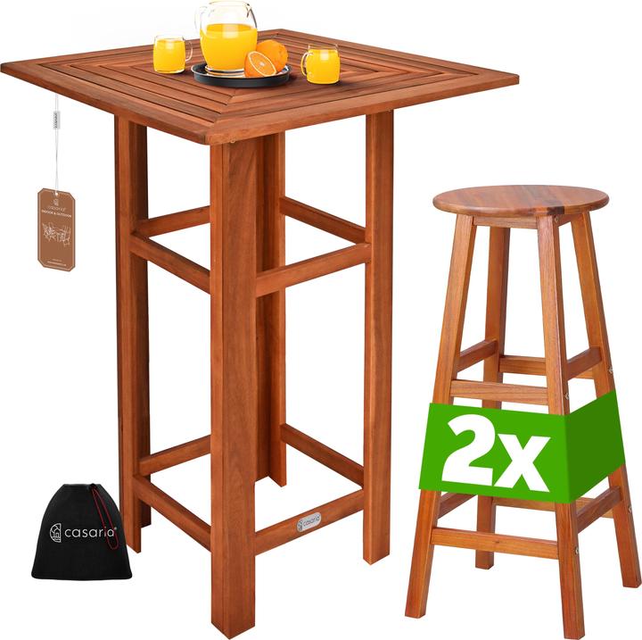 Actual product image Casaria Bar table with stool (75 x 75 x 110 cm)