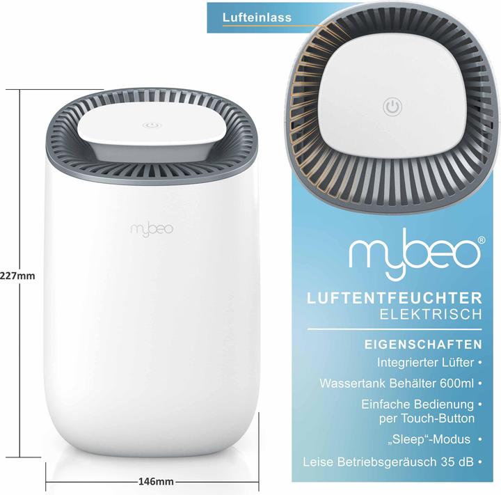 Produktbild Mybeo Luftentfeuchter, elektrischer Entfeuchter, Dehumidifier, Peltier Raumentfeuchter, 600 ml Tank (15 m²)