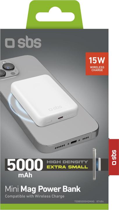 Image du produit SBS Banque d'alimentation sans fil ultra-compacte de 5000 mAh (5000 mAh, 20 W)