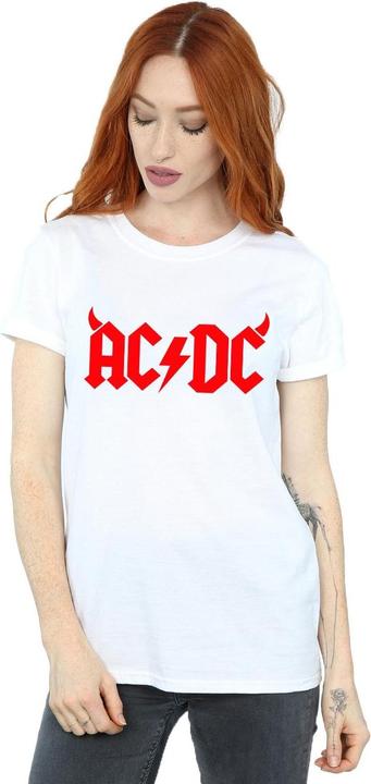 Image du produit AC/DC T-shirt boyfriend en coton avec logo Horns pour femmes/femmes (4XL)