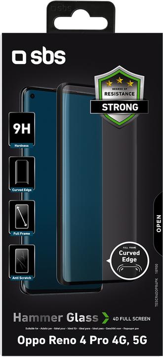 Actual product image SBS Glass Screen Protector Full 4D Oppo Reno4 Pro 5G, black (1 Piece, Oppo Reno 4 Pro 5G, Oppo Reno 4 Pro)