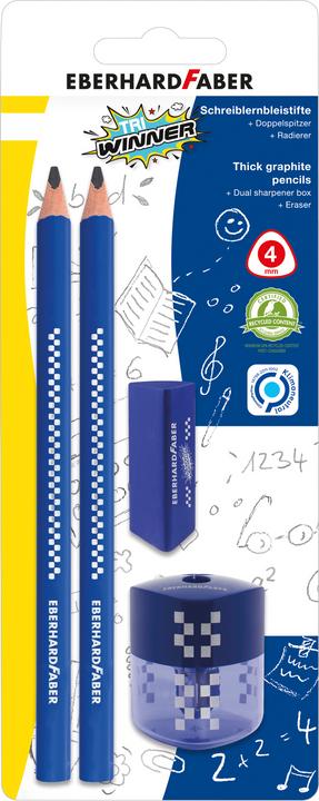 Immagine prodotto Faber-Castell Set di matite TRI Winner con gomma e temperino (2B, 4 x)
