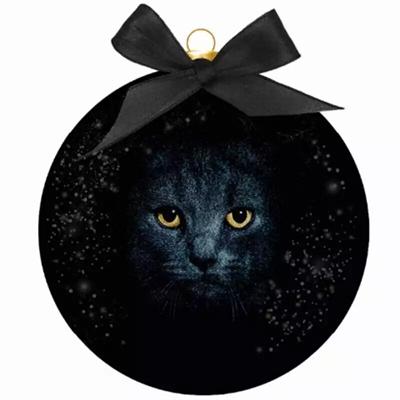 Actual product image Plenty gifts kerstbal frosted zwarte kat ogen zwart