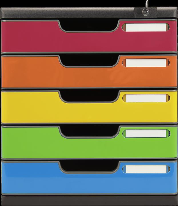 Actual product image Exacompta Drawer box MODULO, size A4+, 5 lockable drawers, closed, recessed grip & labels... (A4+)