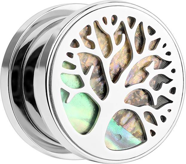 Star Piercing Flesh Plug Baum des Lebens mit Abalone (Chirurgenstahl 316L)