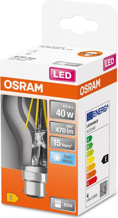 Produktbild Osram Led Retrofit Classic A (B22d, 4 W, 470 lm, 1 x, E)