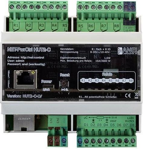 Produktbild Anel NET-PWRCTRL HUT 2C LV - 8 Ethernet/Internet gesteuerte Relais, 16A