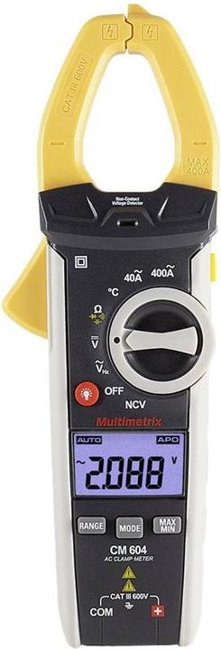 Image du produit Multimetrix Pince ampèremétrique CM 604 numérique avec étui CAT III 600V Affichage (Counts) : 4000 (CAT III 600V)