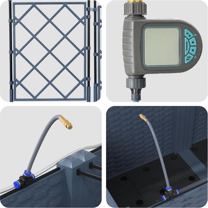 Image du produit VidaXL Planteuse de jardin avec système d'irrigation 5 pièces Gris